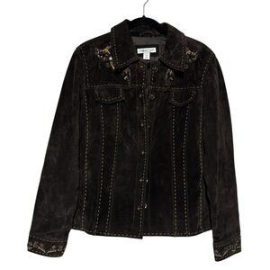 Women's Brown Embroidered Jacket